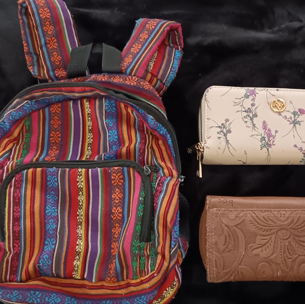 Womens backpack and wallets
